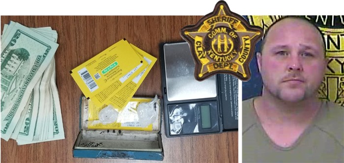ClayCoNews - Meth Trafficking Arrest in Clay County, Kentucky after Sheriff Dispatched to Complaint Locates Man Wanted on Warrants with Drugs, Paraphernalia & Cash - Timothy Byrd