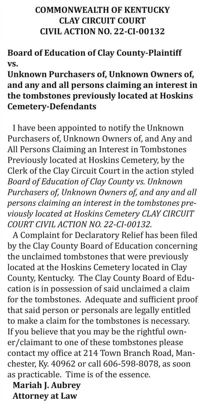 Civil notice Tombstones 7 21 22 700
