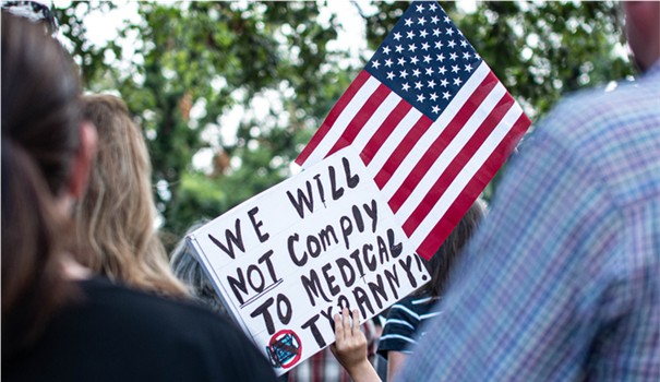 Anti vaccine mandate protest sign