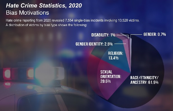 HATE CRIME pie chart 2020