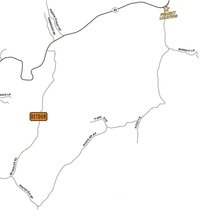 Roots Branch detour