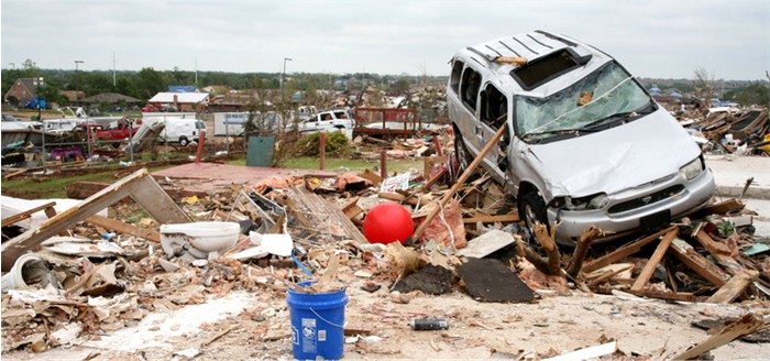 Tornado damage from an F5