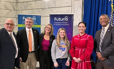 Speakers at Futuriti launch event, L to R: Rep. James Tipton, KDE Commissioner Robbie Fletcher, CPE Vice President Amanda Ellis, Frankfort High School student Elena DeSantis, Lt. Gov. Jacqueline Coleman and CPE President Aaron Thompson. Speakers at Futuriti launch event, L to R: Rep. James Tipton, KDE Commissioner Robbie Fletcher, CPE Vice President Amanda Ellis, Frankfort High School student Elena DeSantis, Lt. Gov. Jacqueline Coleman and CPE President Aaron Thompson: https://www.clayconews.com/
