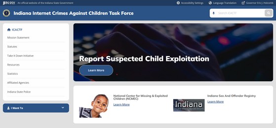 IN Crimes against children website