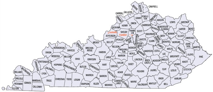 Kentucky counties map