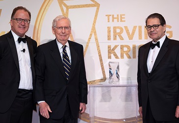 AEI President Robert Doar (left), Chairman of AEI’s Board of Trustees Daniel D’Aniello (right) and U.S. Senate Republican Leader Mitch McConnell (center) - Photo via AEI. AEI President Robert Doar (left), Chairman of AEI’s Board of Trustees Daniel D’Aniello (right) and U.S. Senate Republican Leader Mitch McConnell (center): https://www.clayconews.com/