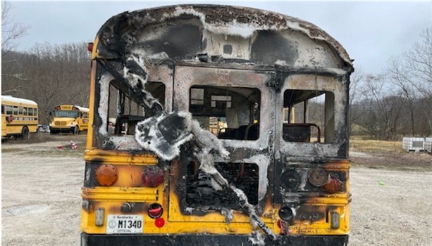 School bus burned 1 Clay Co