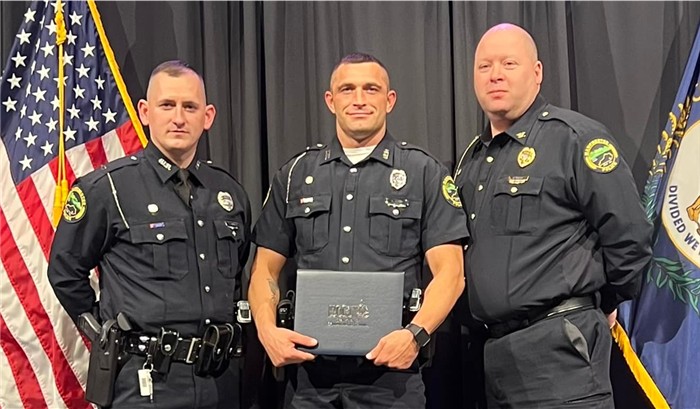 Shawn with Ofc. Dodson and Chief Fultz