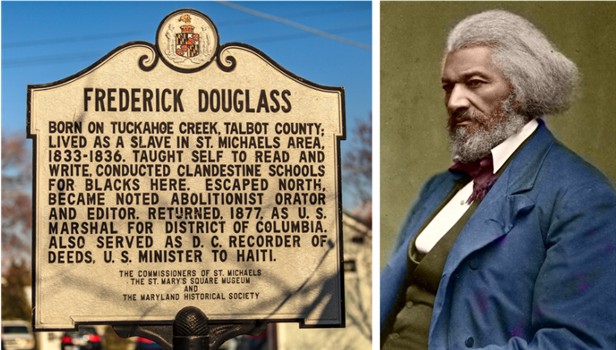 Frederick Douglass marker and portrait 350